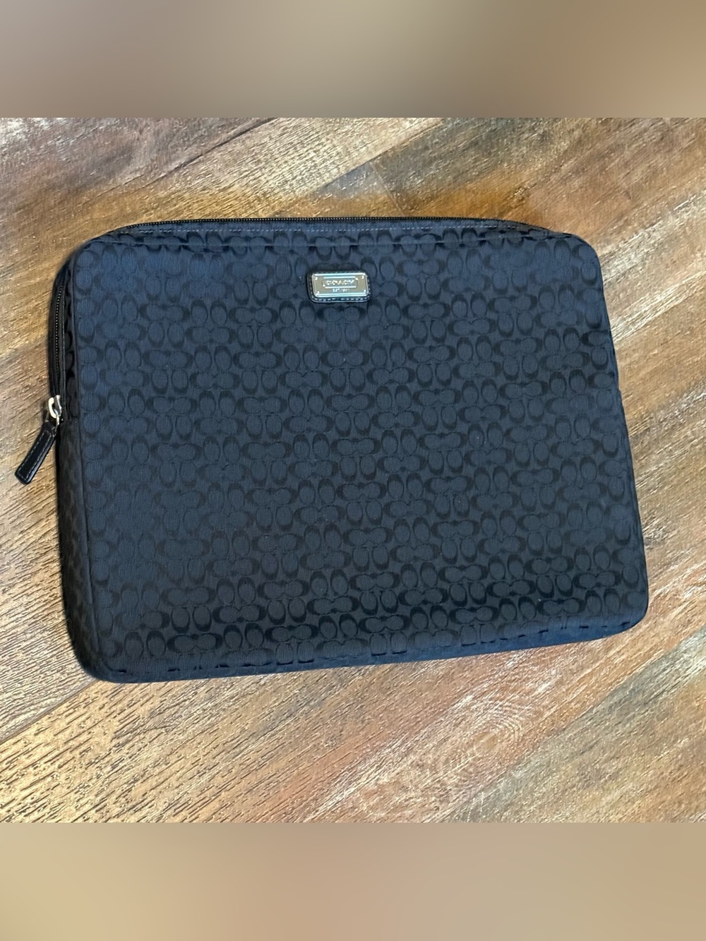 Coach Black Signature Jacquard Laptop Sleeve